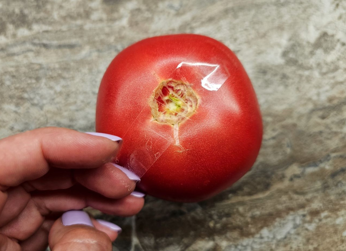 zaklejanie pomidorów taśmą