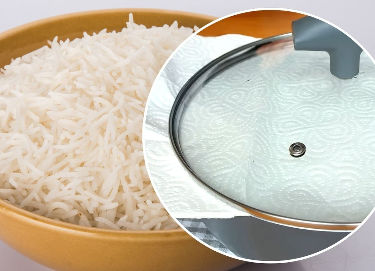 papierowy ręcznik do gotowania ryżu na sypko