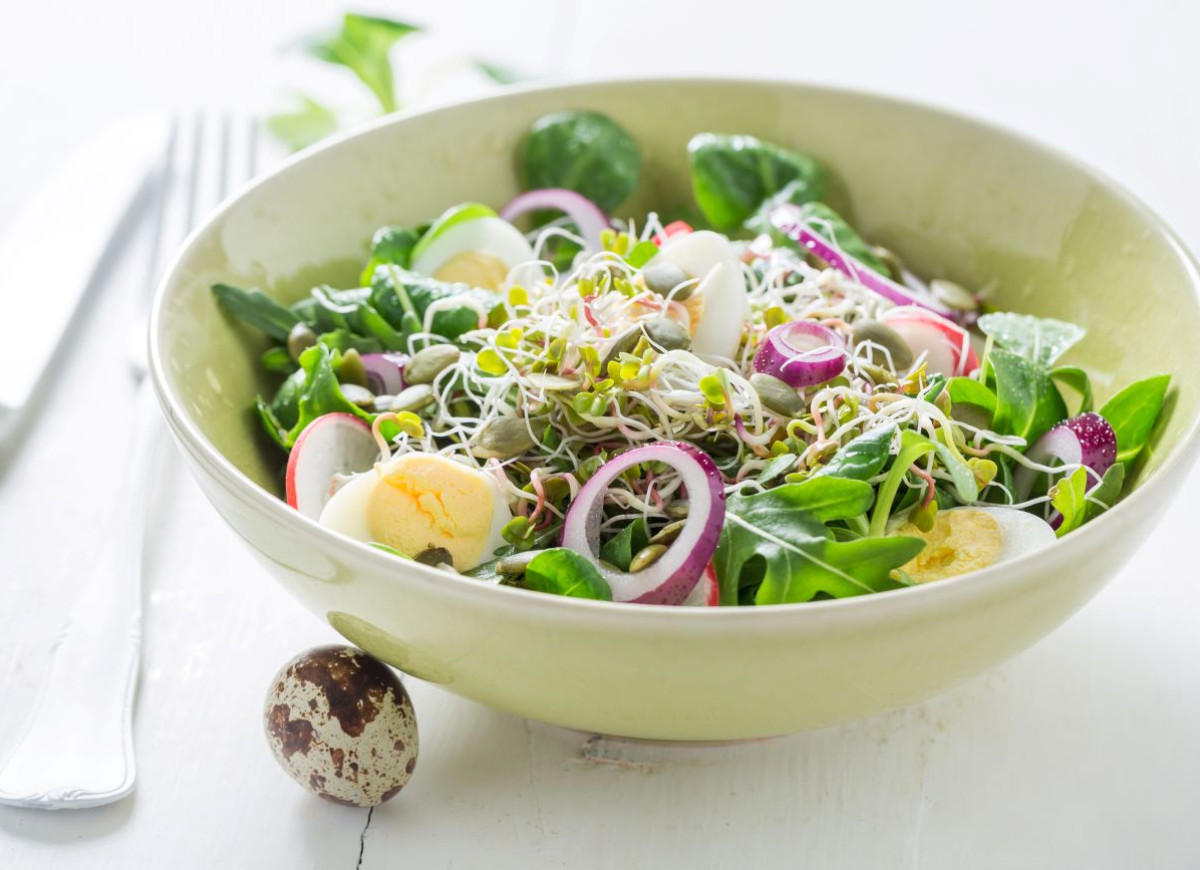 sałatka z kiełkami rzodkiewki