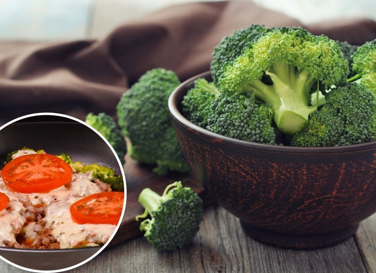 mięso mielone smażone na brokułach