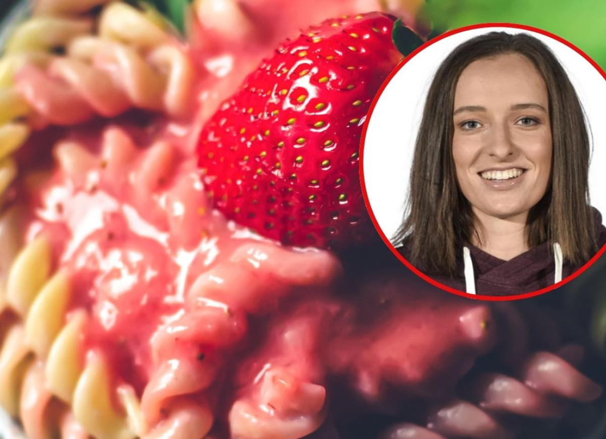 makaron z truskawkami