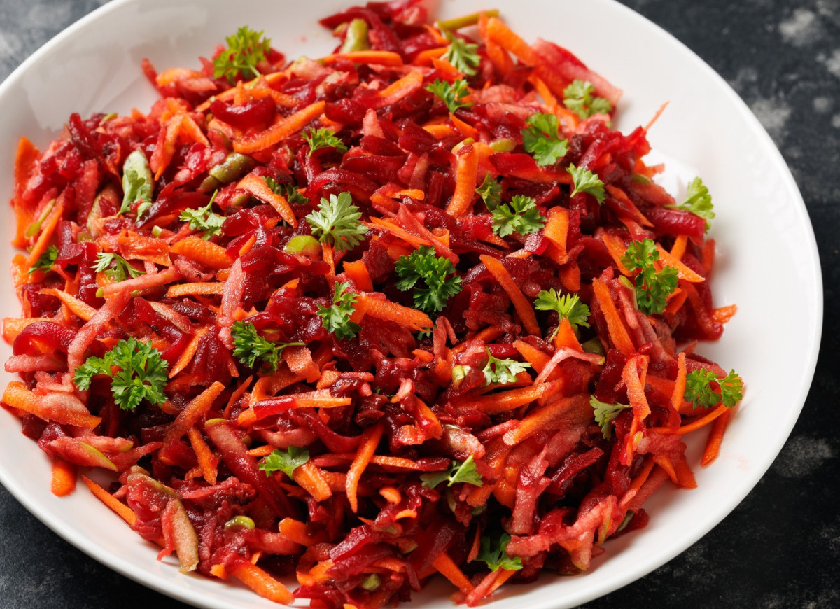 surówka z buraków, marchewki i jabłka