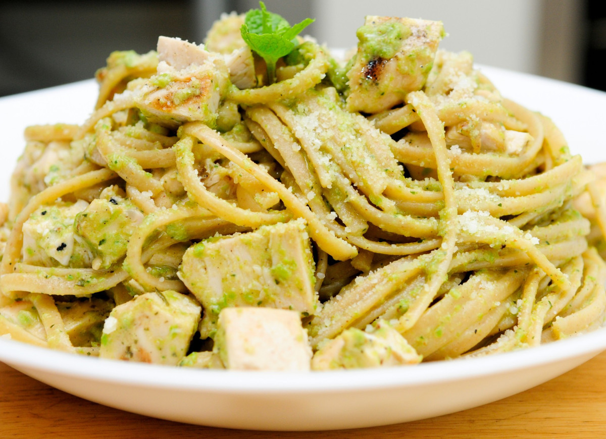 makaron z pesto i kurczakiem