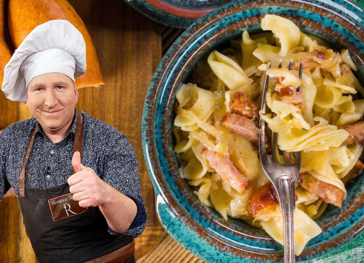 łazanki z kapusta, grzybami i kiełbasą Rączki