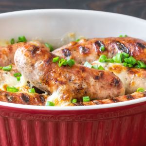 Biała kiełbasa zapiekana