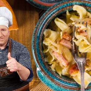 łazanki z kapusta, grzybami i kiełbasą Rączki