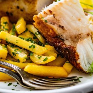 smażony halibut