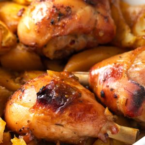 pieczone udka z kurczaka z kaki